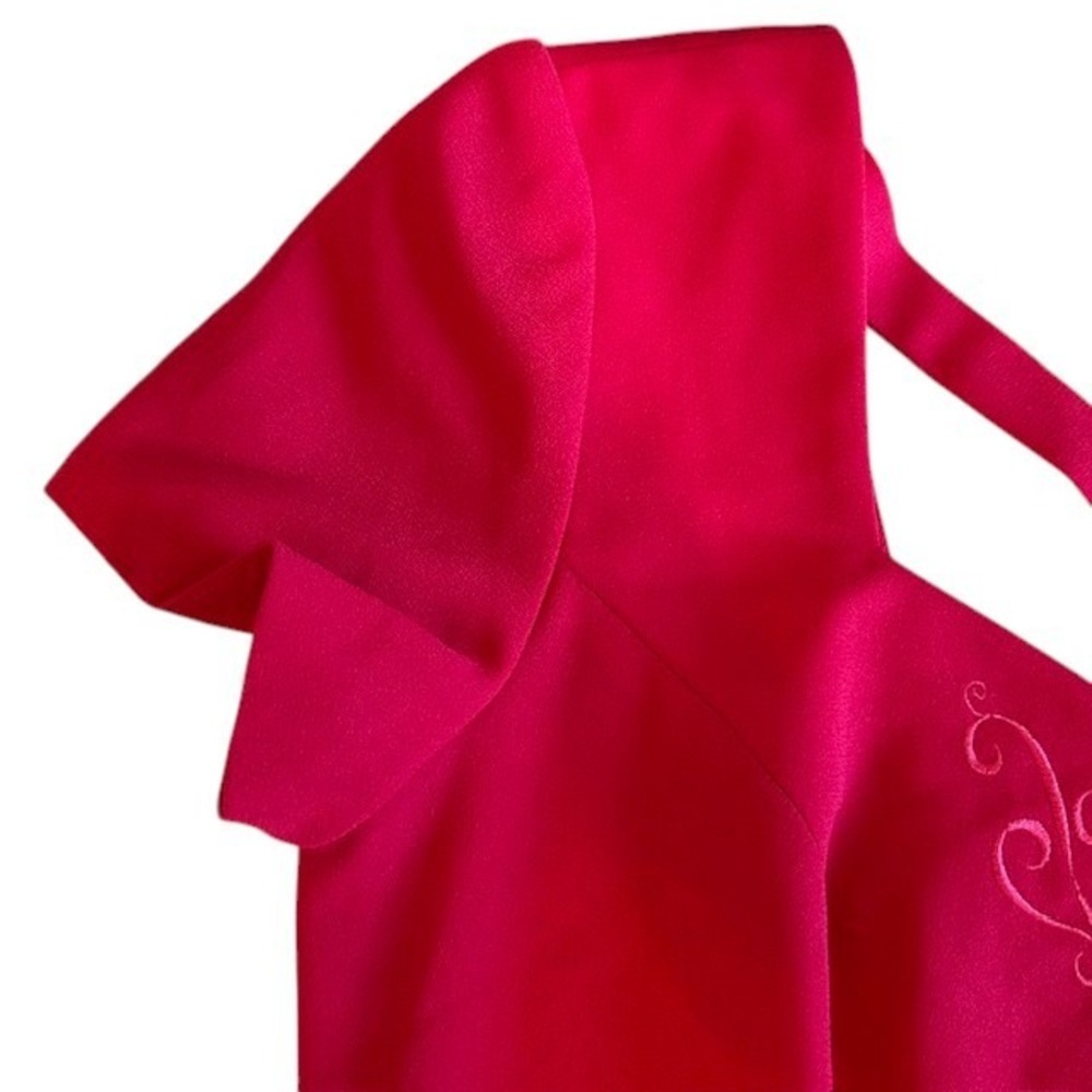 Women's Vintage Liz Claiborne Dress Pink Embroidered w/Slit X-Back Detail Size 8 - Picture 14 of 16